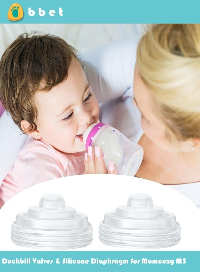 bbet 2pcs Duckbill Valves & 2pcs Silicone Diaphragm for Momcozy M5, Wearable Breastpump, Breast Pump Replacement Parts, Breastfeeding Essential Accessories - Image 1